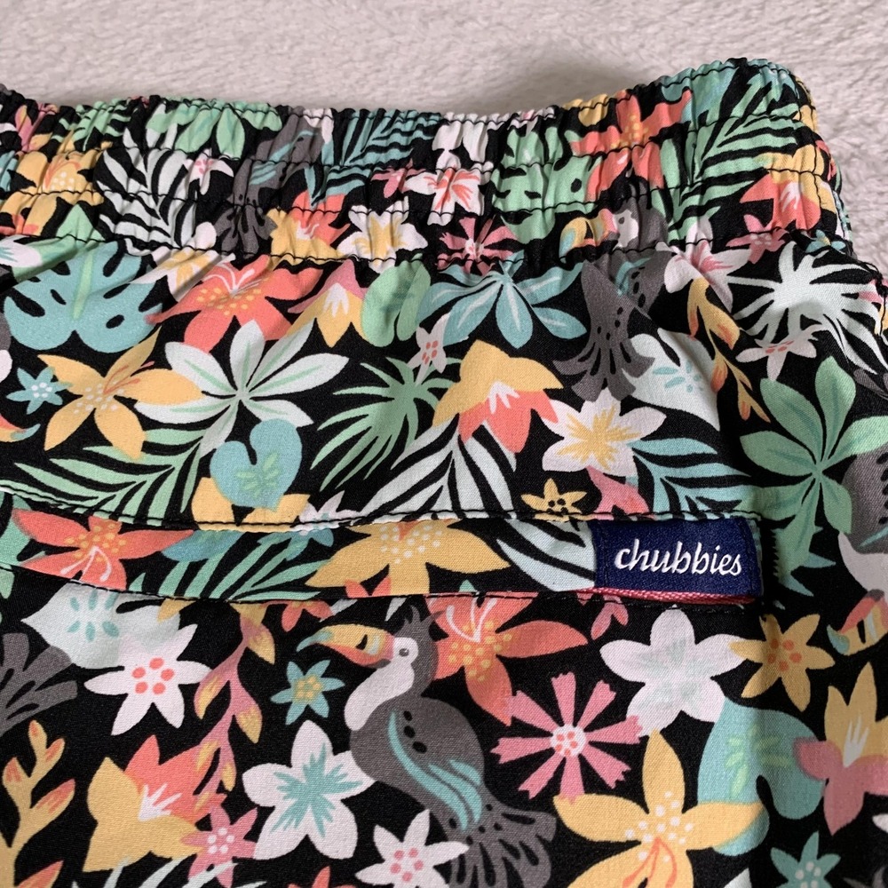 Chubbies‎ Shorts Mens 2XL Black Tropical Floral Swim Trunks Drawstring Lined - Picture 10 of 11